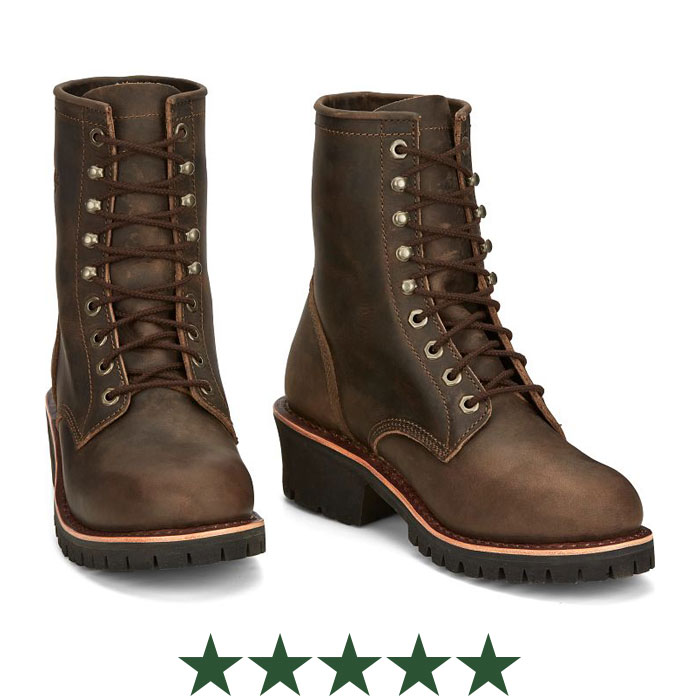 Classic 2.0 8" Logger in Chocolate Apache (dark brown). Five Stars.